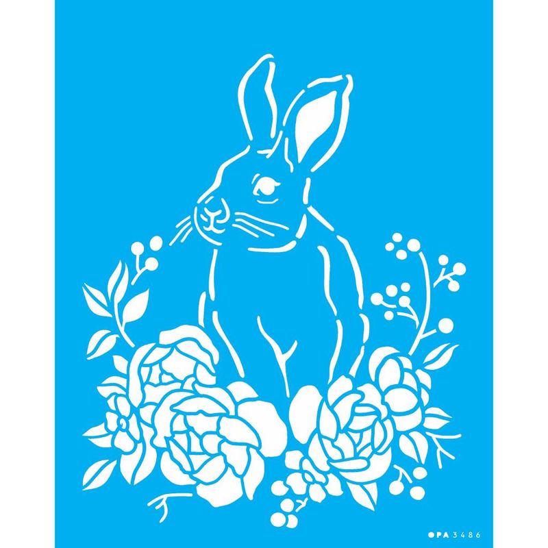 Stencil Pintura Coelho e Flores 3486 20x25 Opa