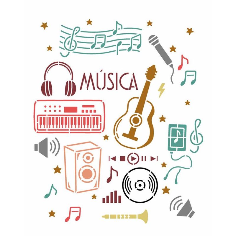 Stencil Pintura Estamparia Musica 3515 20x25 Opa