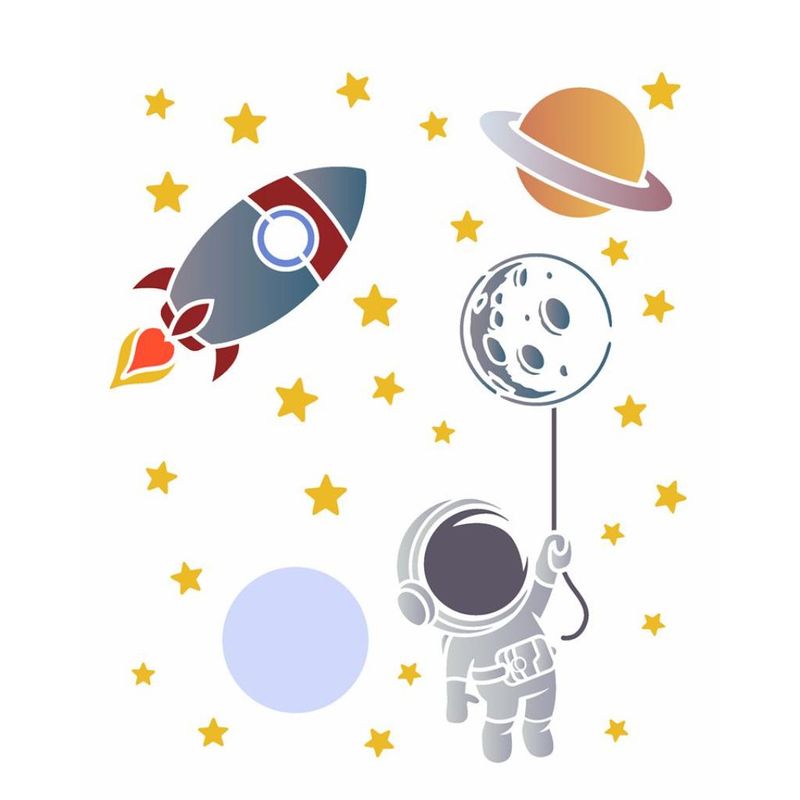 Stencil Pintura Infantil Astronauta 3523 20x25 Opa