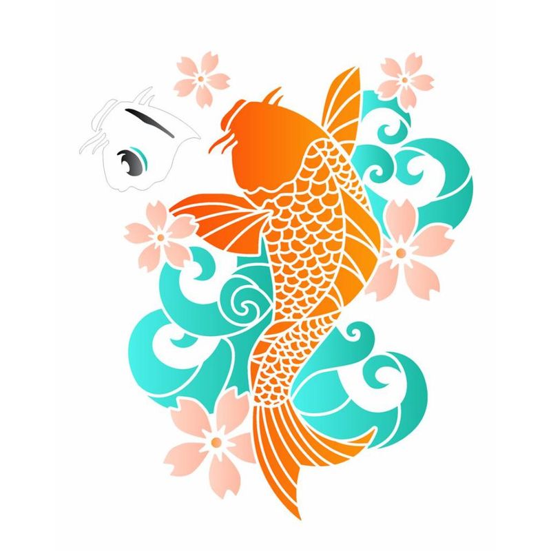 Stencil Pintura Oriental Carpa 3527 20x25 Opa