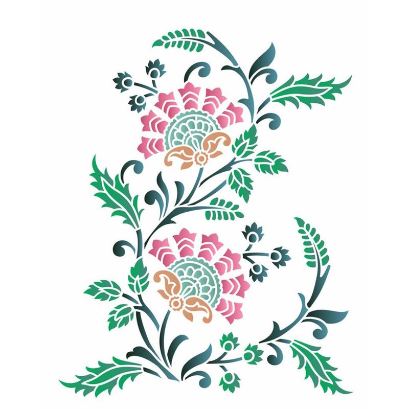 Stencil Pintura Flores Abstratas 3544 20x25 Opa