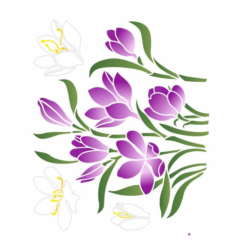 Stencil Pintura Flores Acafrao da Terra 3545 20x25 Opa