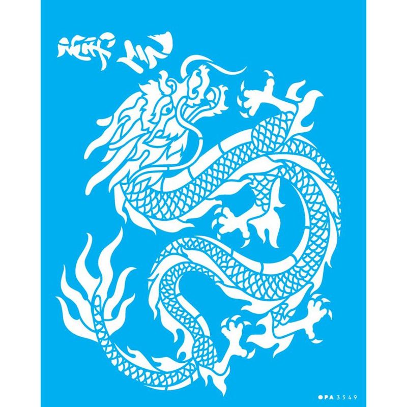 Stencil Pintura Oriental Dragao 3549 20x25 Opa