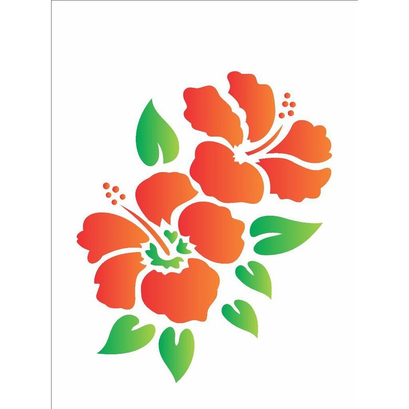 Stencil Pintura Flores Hibiscos I 0755 15x20 Opa