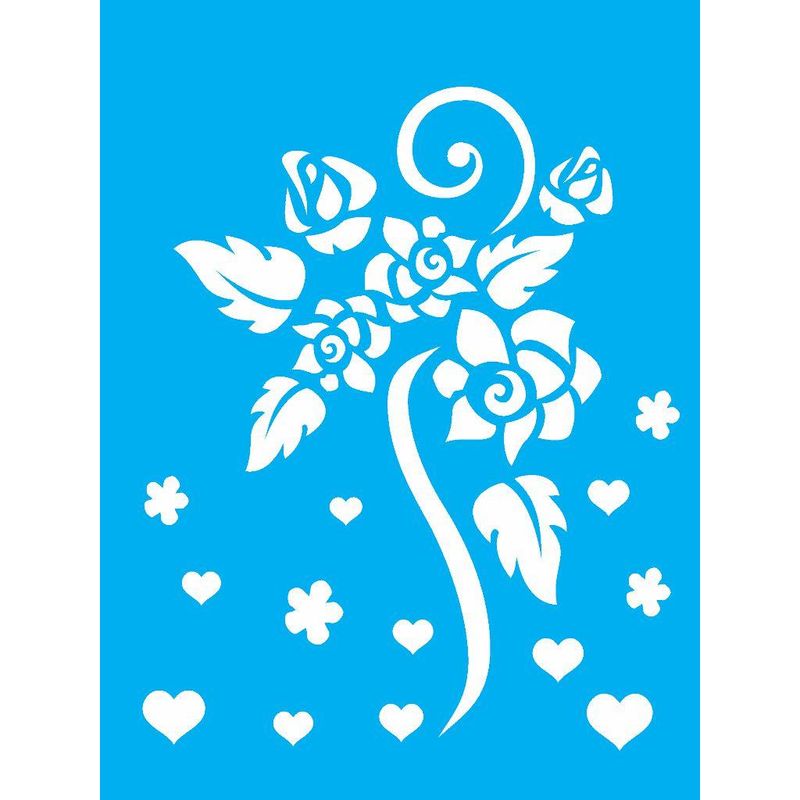 Stencil Pintura Flores Rosas Romanticas 0756 15x20 Opa