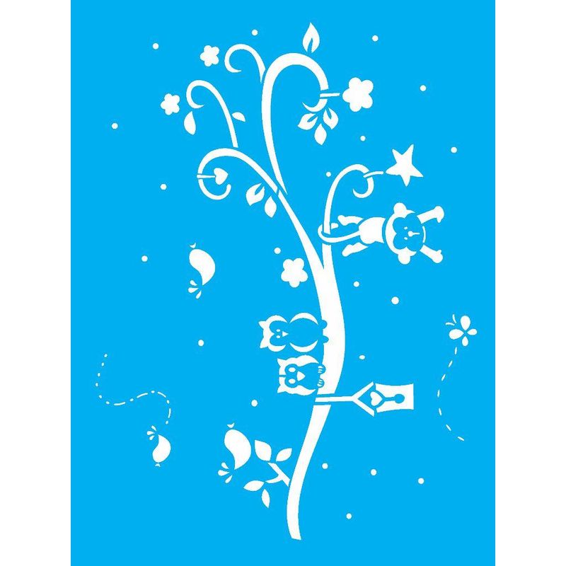 Stencil Pintura Bichos Arvore 1209 15x20 Opa
