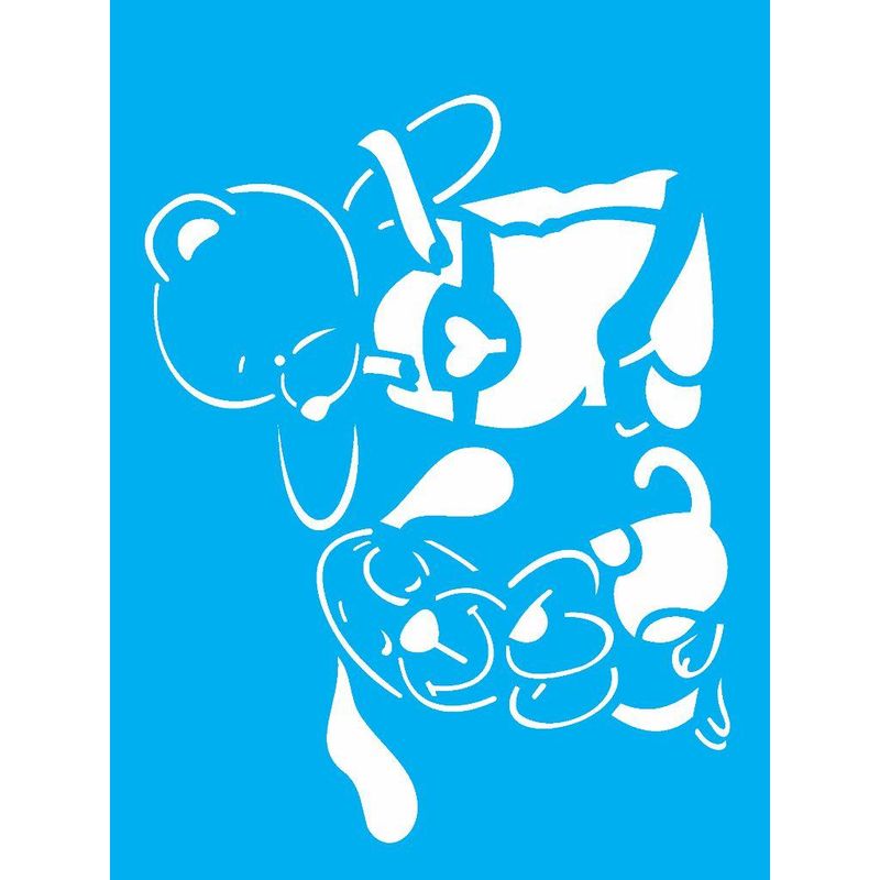 Stencil Pintura Urso e Cachorrinho 1321 15x20 Opa