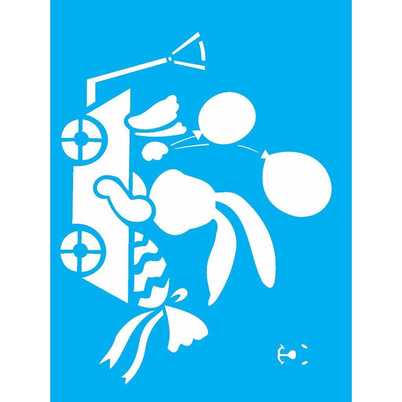 Stencil Pintura Coelho Carrinho 1901 15x20 Opa