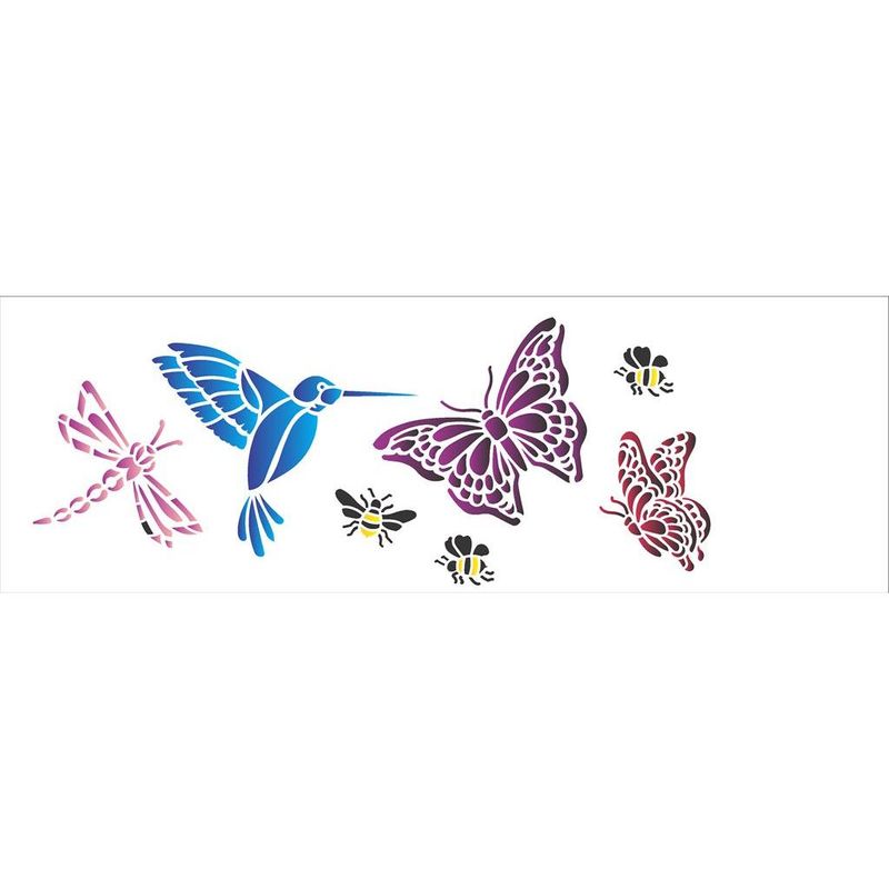 Stencil Pintura Opa 1463 Borboleta, Passaro e Abelhas 10x30