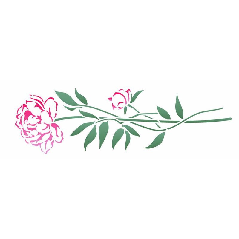 Stencil Pintura Opa 3532 Flor Peonia Aquarela 10x30