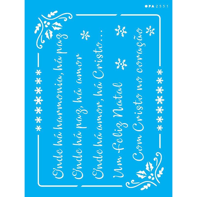 Stencil Pintura Poema Mensagem Natalina 2551 15x20 Opa
