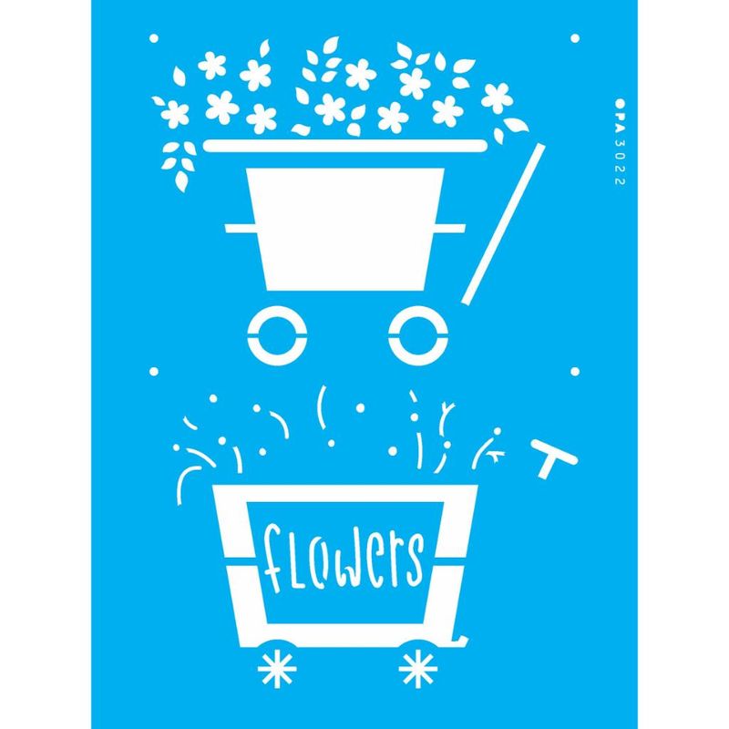 Stencil Pintura Farmhouse Carrinho de Flores 3022 15x20 Opa