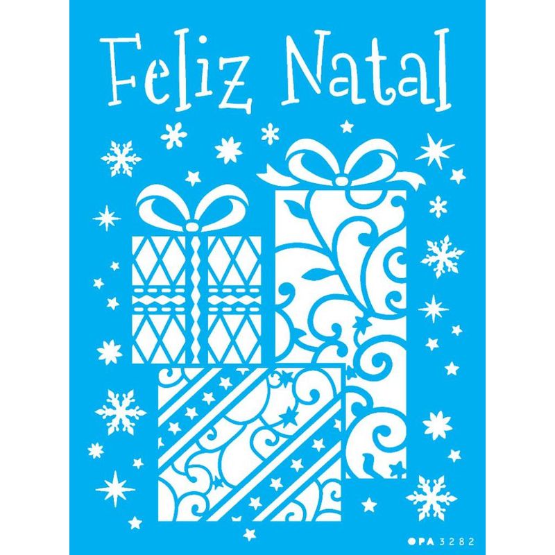 Stencil Pintura Presentes de Natal 3282 15x20 Opa