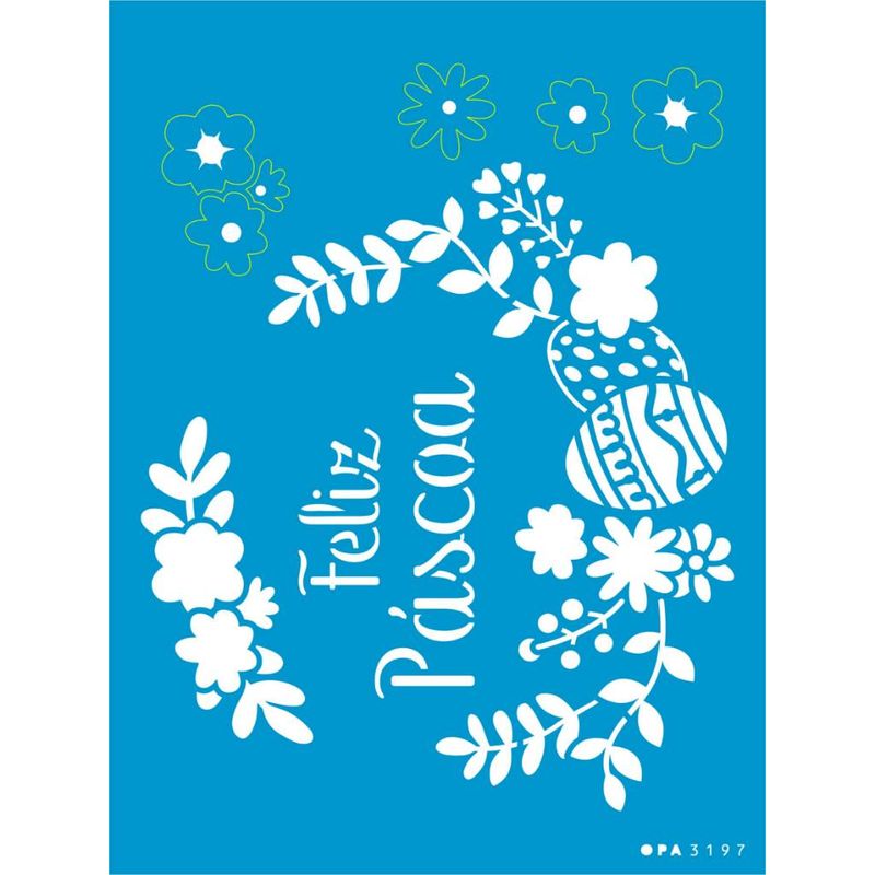 Stencil Pintura Feliz Pascoa Ii 3197 15x20 Opa
