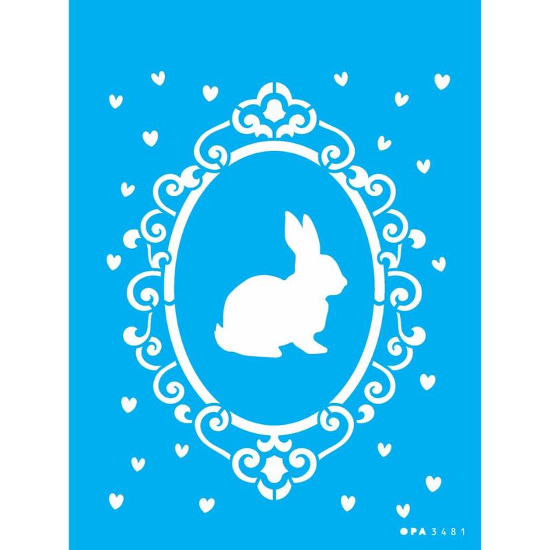 Stencil Pintura Coelho e Moldura 3481 15x20 Opa