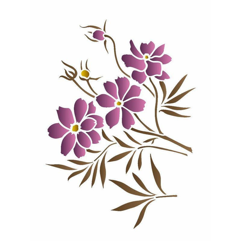 Stencil Pintura Flor de Cosmos 3511 15x20 Opa