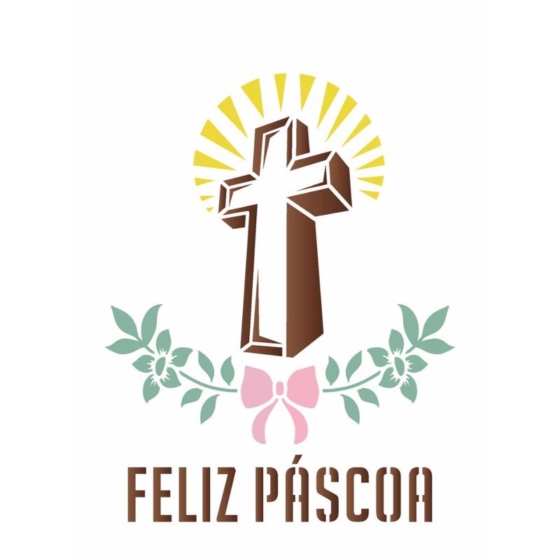 Stencil Pintura Religiao Feliz Pascoa 3644 15x20 Opa