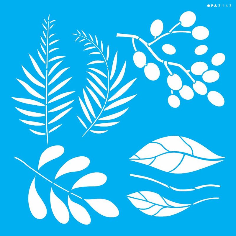 Stencil Pintura Organico Folhas Diversas 3143 30,5x30,5 Opa