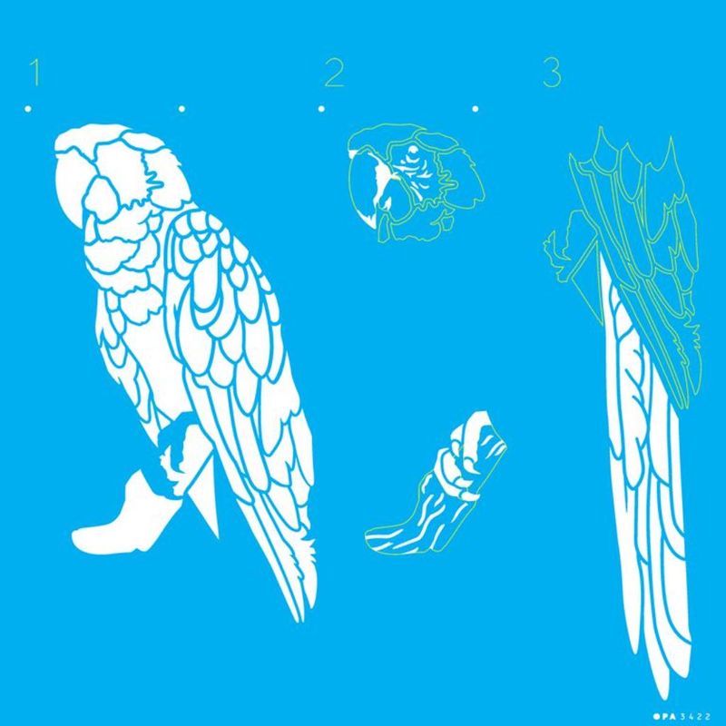 Stencil Pintura Animais Arara 3422 30,5x30,5 Opa