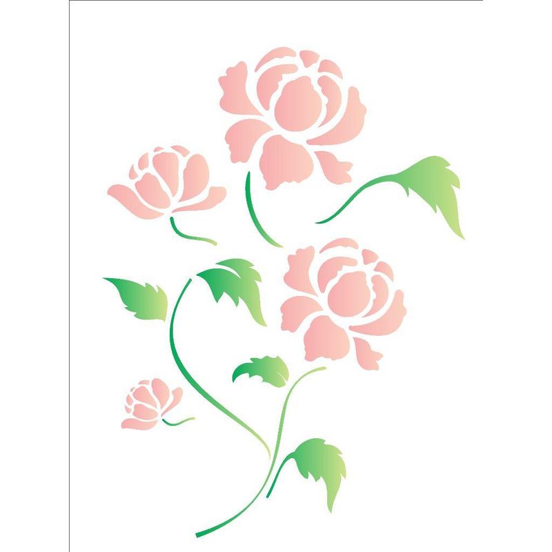 Stencil Pintura Flor Peonia 1317 15x20 Opa