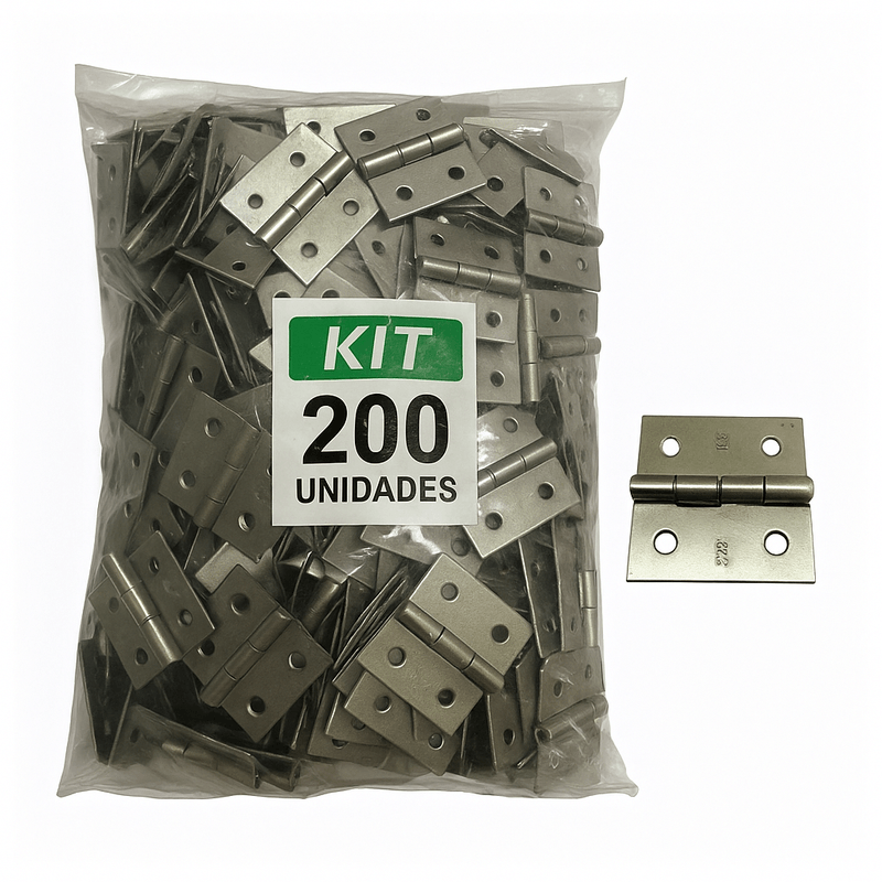 Dobradiça Prata para Caixa de Madeira 3,8x3,5 Pacote 200 Artesanato