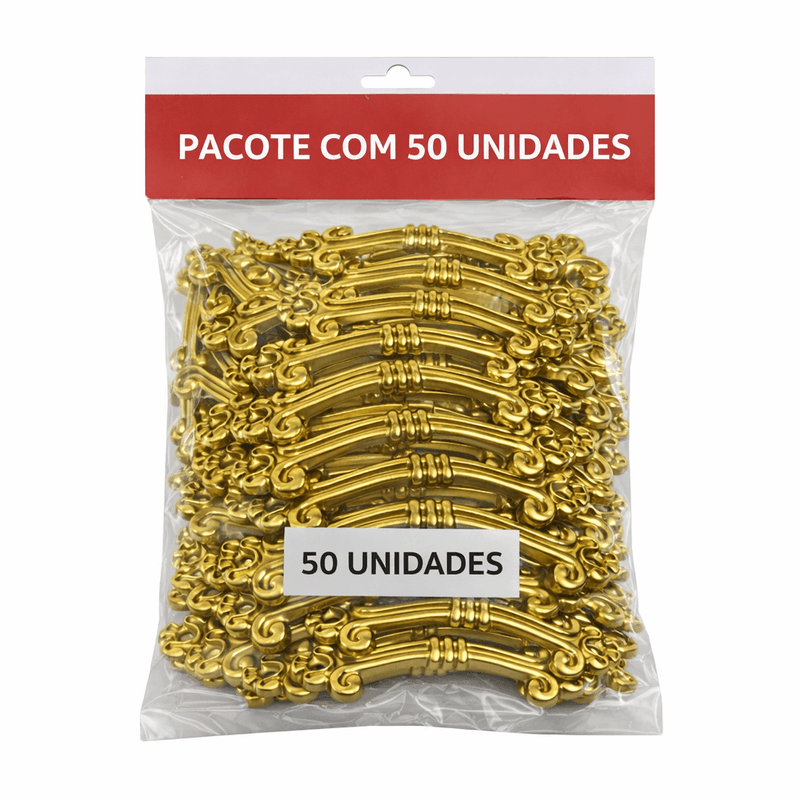 Mini Puxador Curvo Clássico 5cm Kit 50 Unidades para Caixa, Gaveta e Artesanato DOURADO