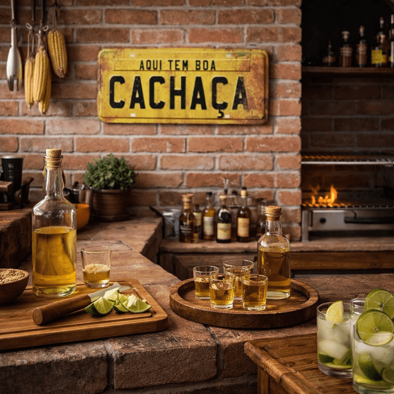 Placa Carro Decorativa Enfeite Cachaça Área de Lazer Mdf Madeira