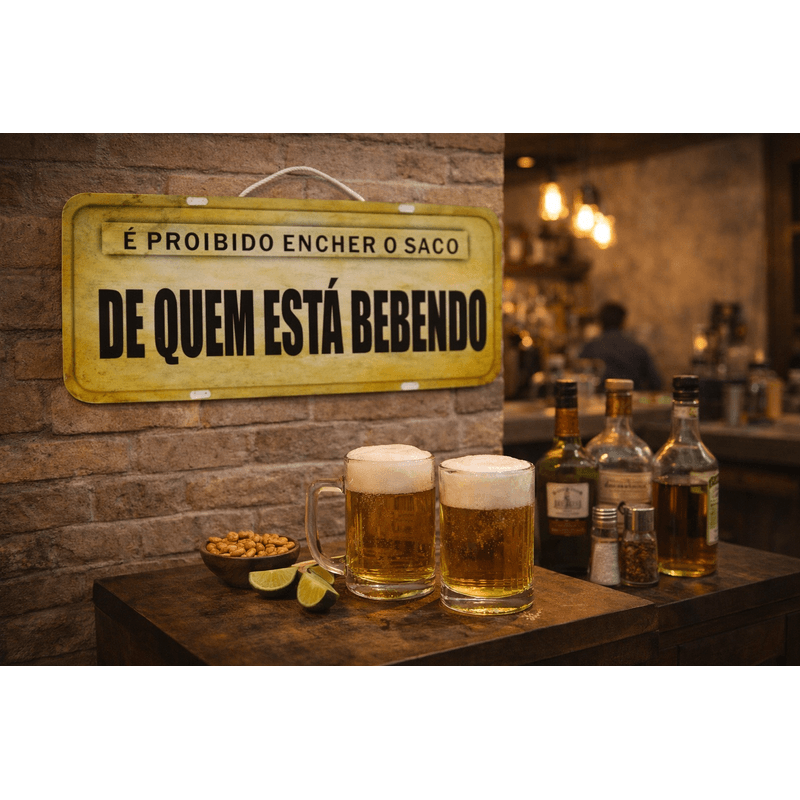 Placa Carro Decorativa Enfeite É Proibido Encher o Saco Área de Lazer Mdf Madeira