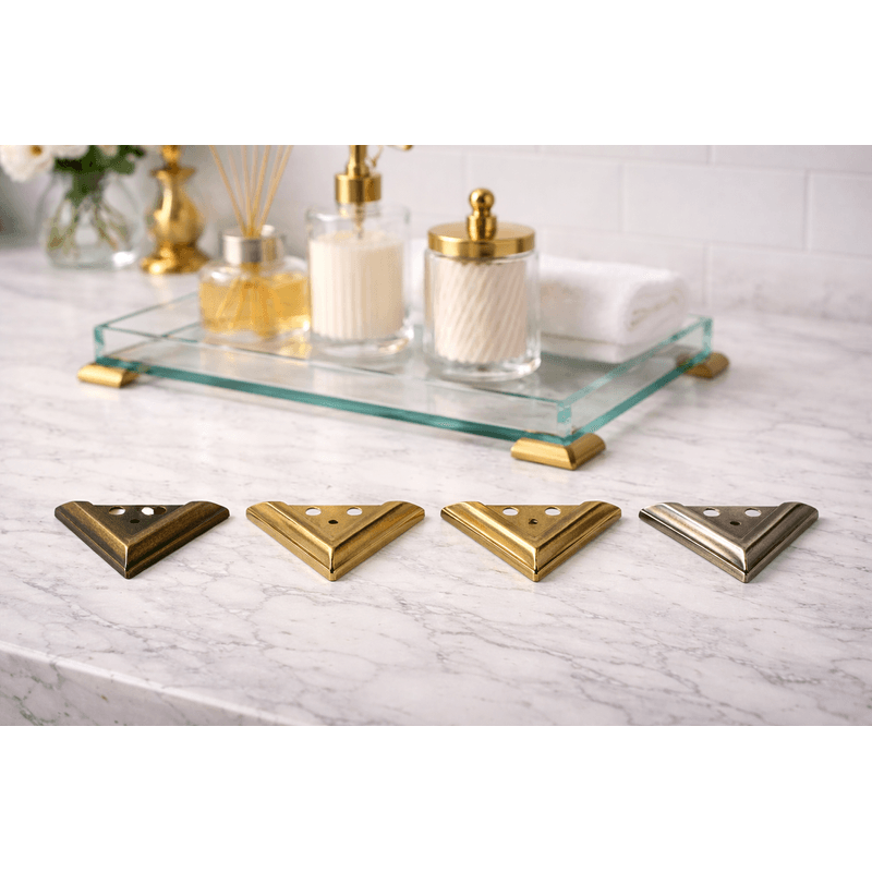 Pezinho Canto Liso Metálica Kit 50 Un. Acabamento de Caixas e Bandejas em Mdf DOURADO