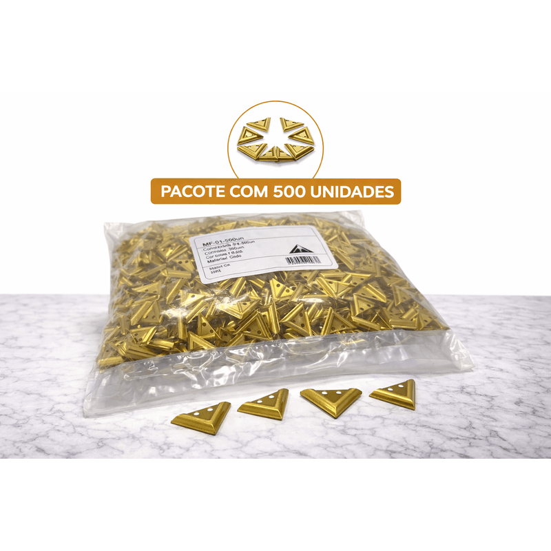 Pezinho Canto Liso Metálica Pacote 500 Un. Acabamento de Caixas e Bandejas em Mdf DOURADO