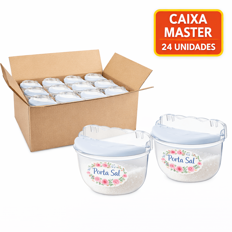 Saleiro de Parede Cristal Transparente com Tampa e Adesivo Caixa 24 Un para Cozinha