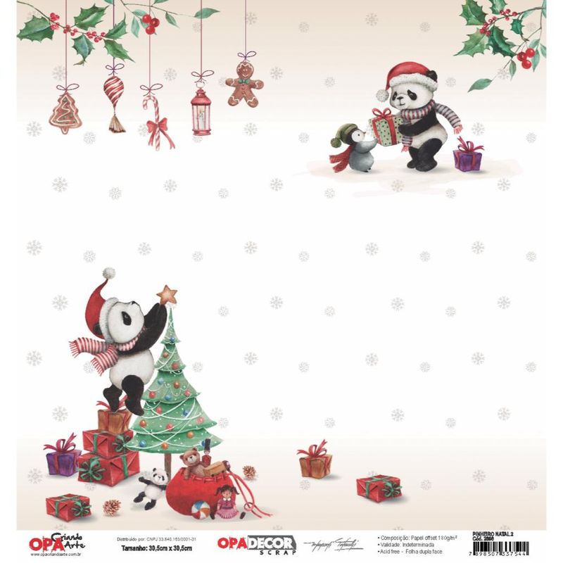 Papel Scrapbook Opadecor Pinheiro Natal 2 30,5x30,5 2806 Opa