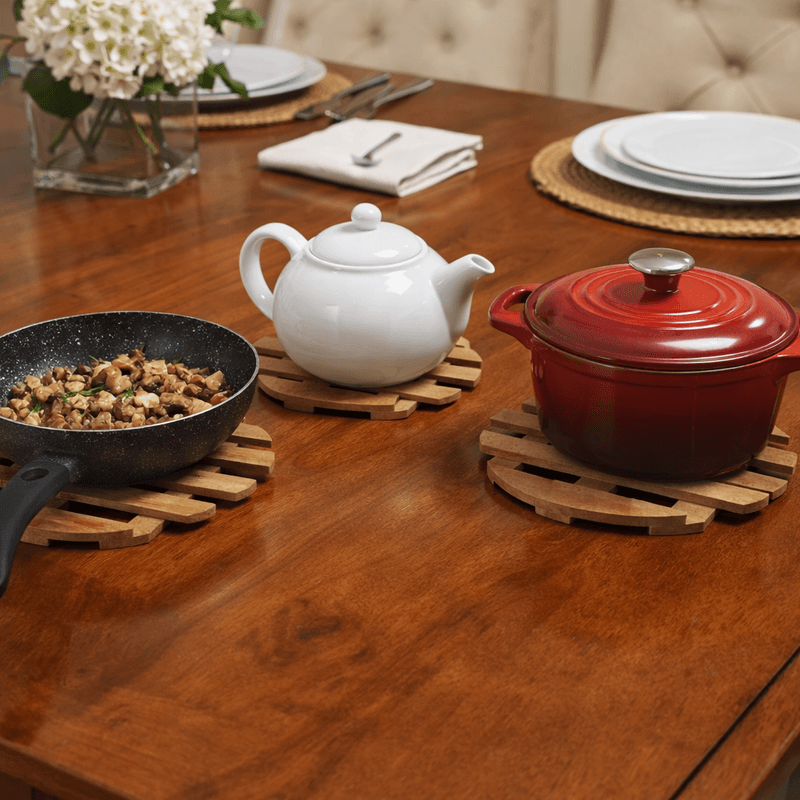 Descanso de Panela Redondo Mdf 6mm 20cm Kit com 3 Unidades Suporte Térmico Resistente