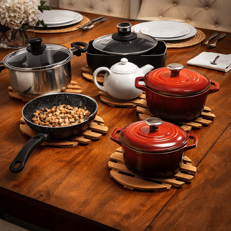 Descanso de Panela Redondo Mdf 6mm 20cm Kit com 5 Unidades Suporte Térmico Resistente