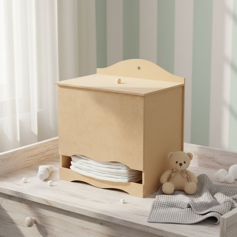 Porta Fralda Bebê Liso Organizador para Quarto de Bebê Mdf Madeira