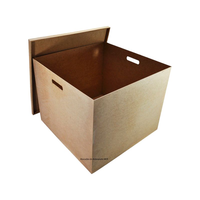 Caixa Quadrada Tampa Sapato com Alça 50x50x25 Mdf 6mm Madeira